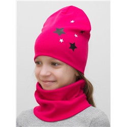 Комплект для девочки шапка+снуд Звезды, размер 50-52,  хлопок 95%