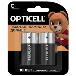 Батарейка алкалиновая OPTICELL, C, LR14-2BL, 1.5В, блистер, 2 шт