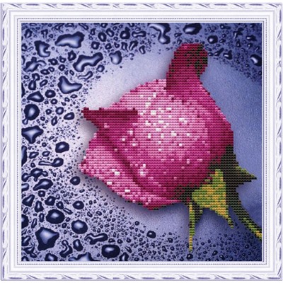 Алмазная мозайка без подрамника Сиреневая роза 25х25