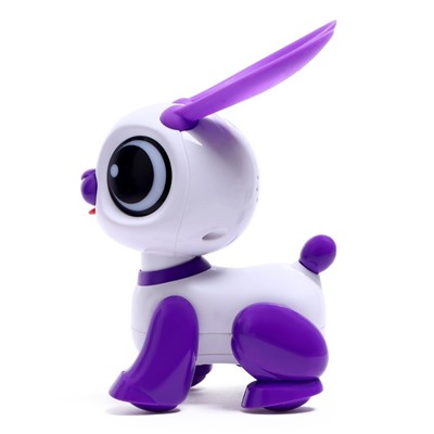 Робот кролик «Питомец» IQ BOT, интерактивный: с записью звуков, реагирует на хлопки, звук, свет, на батарейках, розовый