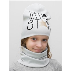 Комплект для девочки шапка+снуд Litle Star (Цвет светло-серый), размер 50-52,  хлопок 95%