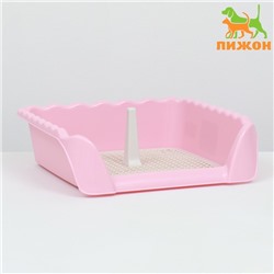 Туалет для собак с высокими бортами и съемной сеткой 38х36х12 см, розовый