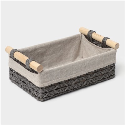 Набор корзин для хранения с ручками LaDо́m, ручное плетение, 2 шт: 26×15×10 см, 31×20×12 см, цвет серый