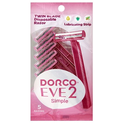 Dorco Женские бритвы одноразовые EVE2 Simple TG, 2 лезвийные, 5 станков