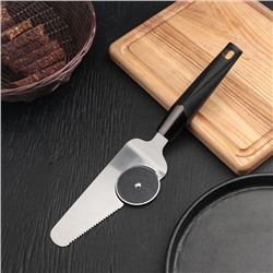 Нож-лопатка для пиццы «Хром», 29×6,5 см, цвет чёрный