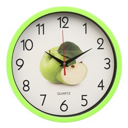 Часы настенные, серия: Кухня, "Яблоко", плавный ход, d-25 см