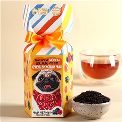 Чай чёрный в коробке конфете «Британские мопсы», вкус: лесные ягоды, 100 г.