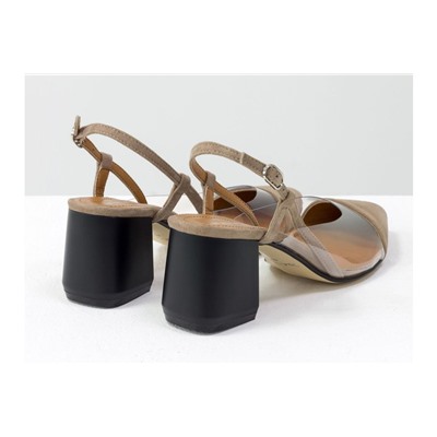 Дизайнерские летние бежевые туфли на среднем каблуке, выполнены из натуральной итальянской замши и вставками из мягкого силикона, Новая Коллекция Весна-Лето 2020-2021 от производителя Gino Figini, С-2009-02