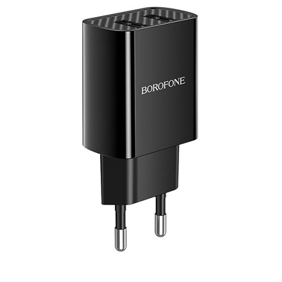 Адаптер Сетевой с кабелем Borofone BA53A Powerway 2USB 2,1A/10W (USB/Lightning) (black)