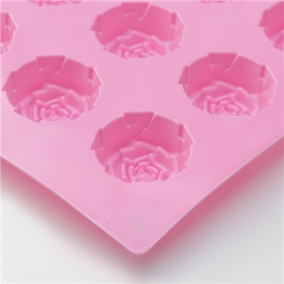 Форма силиконовая для выпечки Доляна «Цветы.Роза», 29,5×17,5 см, 15 ячеек (d=4,2 см), цвет МИКС