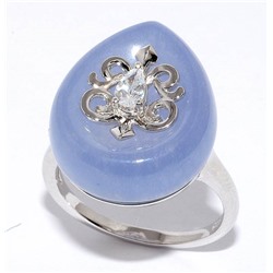 Серебряное кольцо с жадеитом и куб.цирконием