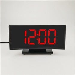 Часы настольные электронные: будильник, термометр, календарь, красные цифры, 17х9.5х4.2 см