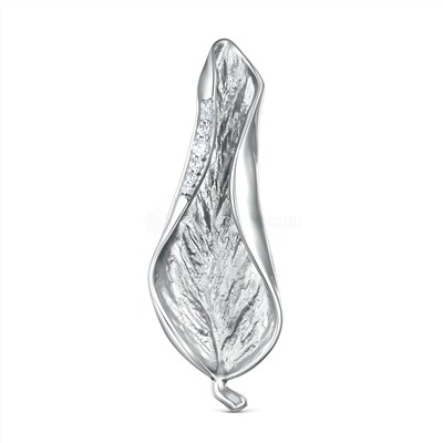 Серьги из серебра с фианитами родированные - Листья С50260_001р