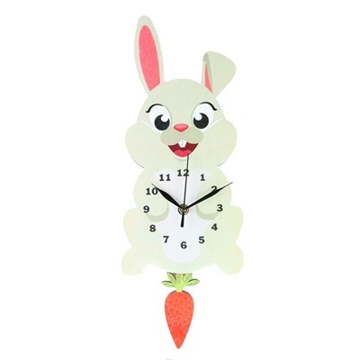 Часы настенные, серия: Детские, "Заяц", с маятником, 42 х 16 см