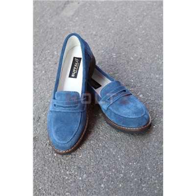 Голубые женские туфли лоферы 74
