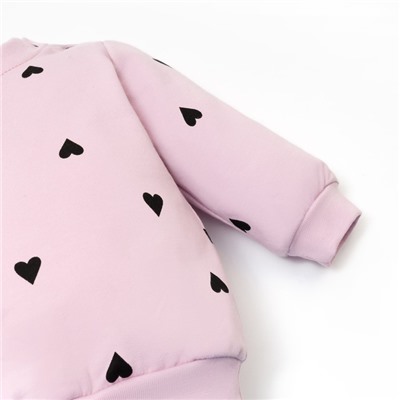 Костюм: толстовка и брюки Крошка Я "Сердечки", рост 86-92 см, розовый