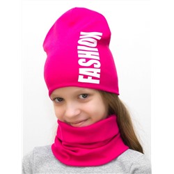 Комплект для девочки шапка+снуд Fashion (Цвет малиновый), размер 52-54,  хлопок 95%