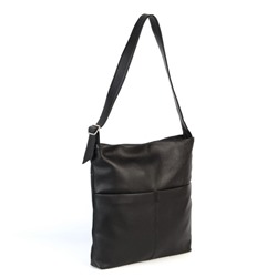 Женская кожаная плоская сумка хобо 209238 Блек