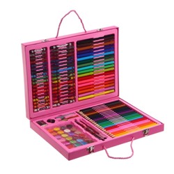 Набор для рисования в розовой коробке 122 предмета (фломастеры засохли, плохо пишут)