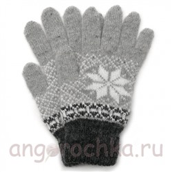 Мужские вязаные шерстяные перчатки со снежинкой - 400.152