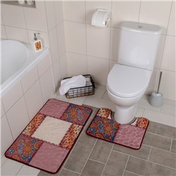 Набор ковриков для ванны и туалета «Коллаж», 2 шт: 40×50, 50×80 см