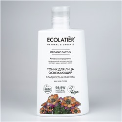 Ecolatier Organic Farm Green Cactus Flower для лица Тоник освежающий Гладкость+Красота 250мл 175768