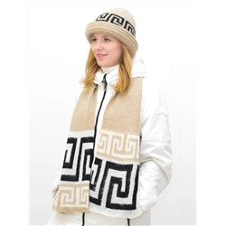 Комплект зимний женский шляпа+шарф Афина (Цвет светло-бежевый), размер 54-56, шерсть 70%