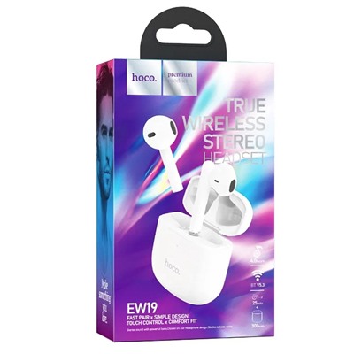 Беспроводные Bluetooth-наушники Hoco TWS EW19 Plus (white)