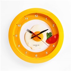 Часы настенные, серия: Кухня, "Яичница", 29 х 29 см, желтый обод