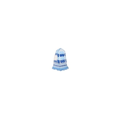 Варежки ручной вязки с  голубым и синим рисунком - 302.14