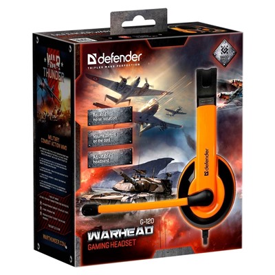 Компьютерная гарнитура Defender G-120 Warhead 2x3,5 mm jack (black/orange)