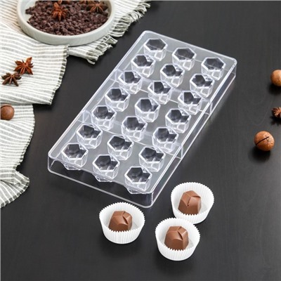 Форма для шоколада и конфет KONFINETTA «Секрет», 27,5×17,5×2,5 см,  21 ячейка, (2,5×2,2×2 см)