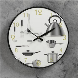 Часы настенные, серия: Кухня, "Пора готовить", плавный ход, d=30 см