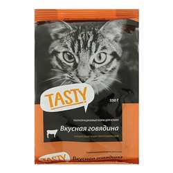 Сухой корм Tasty для взрослых кошек, говядина, 350 г