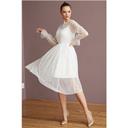 Платье 473-УЦ1, белый/сетка