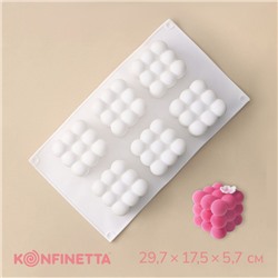 Форма для муссовых десертов и выпечки KONFINETTA «Рафаэль», 29,7×17,5×5,7 см, 6 ячеек (6,2×6,2 см), цвет белый