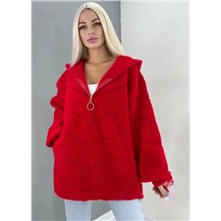 Женская кофта-ветровка на молнии универсальная красный (Единый размер)