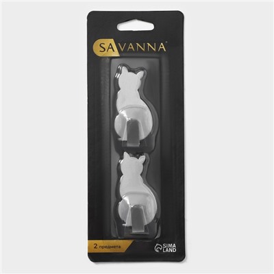 Крючок на липучке SAVANNA «Кошка», 2 шт, металлический