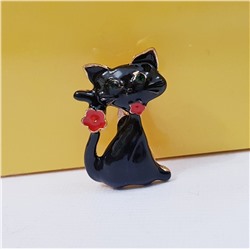 Мини-брошка Кошка чёрный цвет