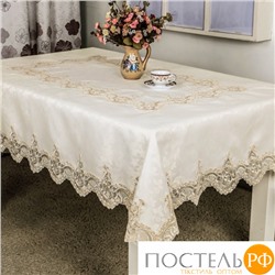 Скатерть "Карвен" жаккард с гипюром 160*300 М 612-5 кремовый (арт. М 612-5)