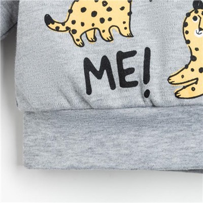 Комплект: джемпер и брюки Крошка Я «Леопарды», цвет серый/синий, рост 62-68 см