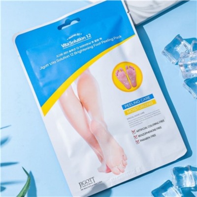 Jigott Маска-носки с эффектом пилинга для ног / Vita Solution 12 Brightening Foot Peeling Pack, 30 мл