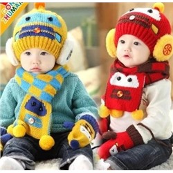 Комплект шапка+шарф детская "Машинка"