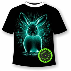 Подростковая футболка Кролик неон