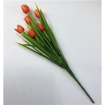 Тюльпаны оранжевые, микро, 7 веточек 35см, пластик
