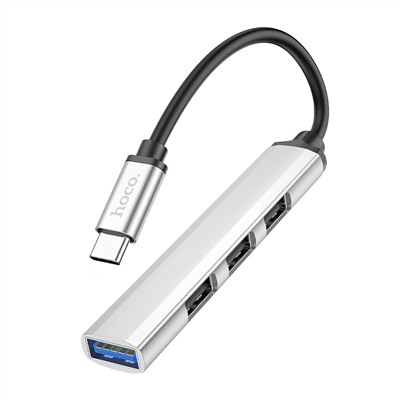 Хаб Type-C - USB Hoco HB26 4USB, 13см (silver)