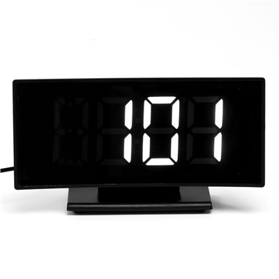 Часы настольные электронные: будильник, термометр, календарь, белые цифры, 17х9.5х4.2 см