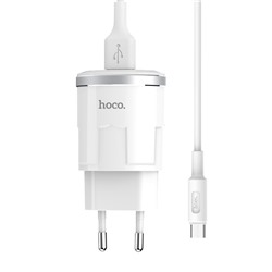 Адаптер Сетевой с кабелем Hoco C37A USB 2,4A/10W (USB/Micro USB) (white)