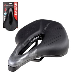 Седло велосипедное MTB COMIRON SAGAN M046A 245X155, Технологии: DW, ED. Верх: PU принтованный глянец, Цвет: Чёрный+Серый  /уп 40/