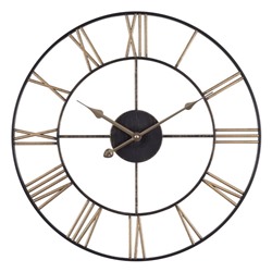 Часы настенные, интерьерные, d-47.5 см, корпус чёрный с бронзой